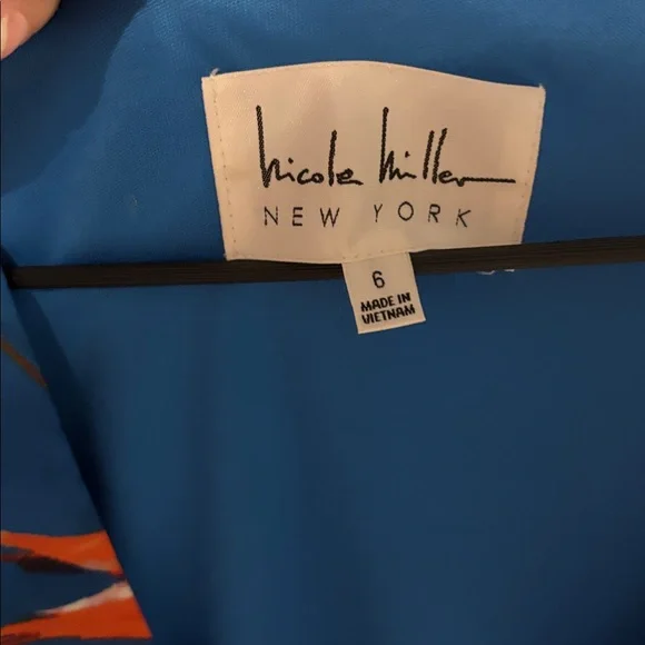 Nicole Miller Teal-Blue Tropical Print Mini Dress - Picture 2 of 3